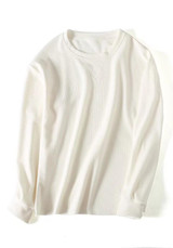 White Round Neck Long Sleeve Loose Fashion Sweatshirt
