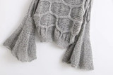Grey Plain Round Neck Long Sleeve Casual Pullover Sweater