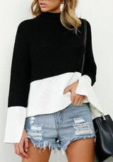 Black Plain Round Neck Casual Pullover Sweater