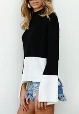 Black Plain Round Neck Casual Pullover Sweater