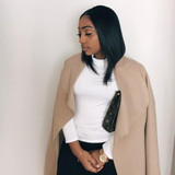 Camel Sashes Pockets Turndown Collar Long Sleeve Elegant Cardigan Wool Coat