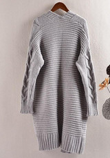 Grey Pockets V-neck Long Sleeve Cardigan Sweater Grey Pockets V-neck Long Sleeve Cardigan Sweater