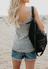 Grey Floral Spaghetti Strap Backless Deep U-neck Bohemian Going out Casual Vest