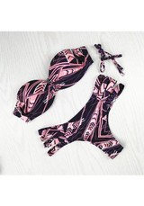 Coffee Patchwork Condole Belt 2-in-1 Fashion Swimwear