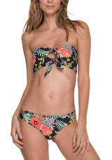 Black Floral Bandeau Cut Out Drawstring 2-in-1 Fashion Swimwear