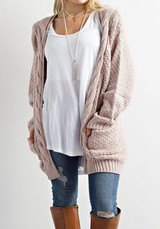 Khaki Patchwork Pockets Long Sleeve Casual Cardigan Sweater Khaki Patchwork Pockets Long Sleeve Casual Cardigan Sweater
