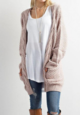 Khaki Patchwork Pockets Long Sleeve Casual Cardigan Sweater Khaki Patchwork Pockets Long Sleeve Casual Cardigan Sweater