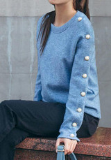Blue Pearl Round Neck Long Sleeve Fashion Sweatshirt