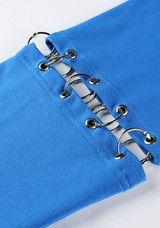 Blue Patchwork Drawstring Hooded Long Sleeve Fashion Pullover Sweatshirt