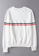White Striped Print Round Neck Long Sleeve Fashion Sweatshirt