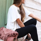 White Plain Cut Out Backless Short Sleeve T-Shirt