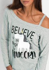 Light Grey Animal Print Irregular Long Sleeve T-Shirt