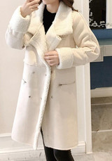 Apricot Pockets Zipper Buttons Turndown Collar Long Sleeve Suede Coat Apricot Pockets Zipper Buttons Turndown Collar Long Sleeve Suede Coat