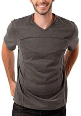 Deep Grey Pockets Multi-Functional Kangaroo Baby Bags Short Sleeve Casual T-Shirt