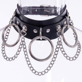 Blackmeoww Goth Women Harajuku Metal Punk Witch Spell Leather Choker - Black One Size