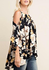 Multicolor Floral Print Irregular Long Sleeve Sweet Blouse Multicolor Floral Print Irregular Long Sleeve Sweet Blouse
