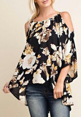 Multicolor Floral Print Irregular Long Sleeve Sweet Blouse Multicolor Floral Print Irregular Long Sleeve Sweet Blouse