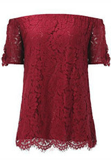 Burgundy Lace Off Shoulder Backless Plus Size Sweet Going out Blouse Burgundy Lace Off Shoulder Backless Plus Size Sweet Going out Blouse