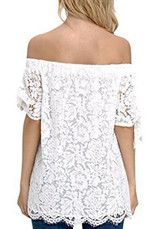 White Lace Off Shoulder Backless Plus Size Sweet Going out Blouse White Lace Off Shoulder Backless Plus Size Sweet Going out Blouse