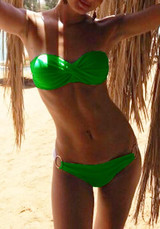 Green Patchwork Crop 2-in-1 Bandeau Swimwear Slim Fashion