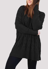 Black Oversize V-neck Long Sleeve Fashion Pullover Sweater