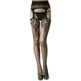 Blackmeoww Goth Women Harajuku Punk Addicted Nightwear Lace Sexy Lingerie Stripe Elastic Stockings - Black One Size