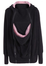 Black Multi-functional Zipper Kangaroo Baby Bags Hooded Cardigan Sweatshirt