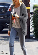 Grey Dolman Sleeve Loose Oversize Fashion Cardigan Sweater Grey Dolman Sleeve Loose Oversize Fashion Cardigan Sweater