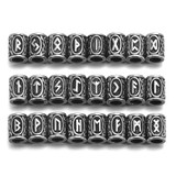 24pcs Norse Elder Futhark Runes Lg. Stainless Steel Hair & Beard Beads
