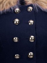 Casual Fur Collar Pockets Double Breasted Plain Coat