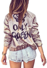 New Pink Monogram Zipper Band Collar Long Sleeve Fashion Coat