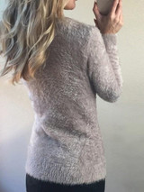 New Grey Round Neck Long Sleeve Fashion Going out Pullover Sweater