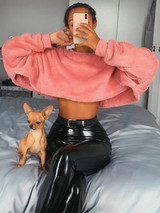 New Pink Round Neck Long Sleeve Fashion Sweatshirt