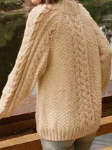 New Beige Round Neck Long Sleeve Oversize Casual Pullover Sweater New Beige Round Neck Long Sleeve Oversize Casual Pullover Sweater