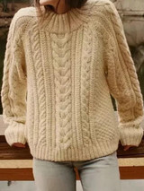 New Beige Round Neck Long Sleeve Oversize Casual Pullover Sweater New Beige Round Neck Long Sleeve Oversize Casual Pullover Sweater