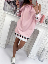 New Pink Bow Long Sleeve Sweet Going out Party Mini Dress