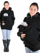 New Black Polka Dot Zipper Multi-Functional Kangaroo Baby Bags Casual Sweatshirt