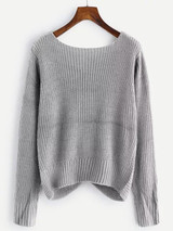 New Grey One Shoulder Irregular V-neck Long Sleeve Casual Pullover Sweater New Grey One Shoulder Irregular V-neck Long Sleeve Casual Pullover Sweater