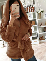 New Brown Sashes Bow Long Sleeve Casual Sweet Going out Cardigan Coat