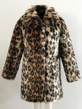 New Brown Leopard Print Turndown Collar Long Sleeve Fashion Outerwear