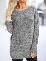 New Grey Print Round Neck Long Sleeve Fashion Pullover Sweater New Grey Print Round Neck Long Sleeve Fashion Pullover Sweater