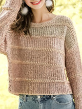New Pink Round Neck Long Sleeve Going out Pullover Sweater New Pink Round Neck Long Sleeve Going out Pullover Sweater