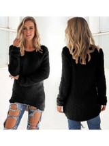 New Black Round Neck Long Sleeve Going out Pullover Sweater New Black Round Neck Long Sleeve Going out Pullover Sweater