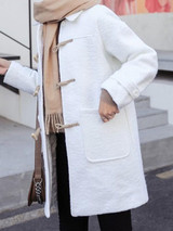 New White Pockets Single Breasted Turndown Collar Long Sleeve Going out Fashion Outerwear