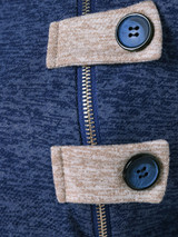 Casual Round Neck Contrast Trim Zips Sweatshirt
