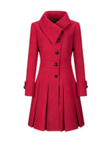 Casual Fold-Over Collar Single Breasted Plain Swing Woolen Coat