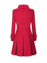 Casual Fold-Over Collar Single Breasted Plain Swing Woolen Coat