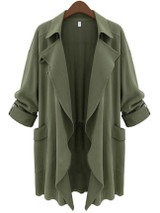 Casual European Style Lapel  Plain Overcoats