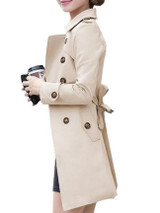 Lapel Breasted With Pockets Trench Coat