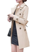 Lapel Breasted With Pockets Trench Coat